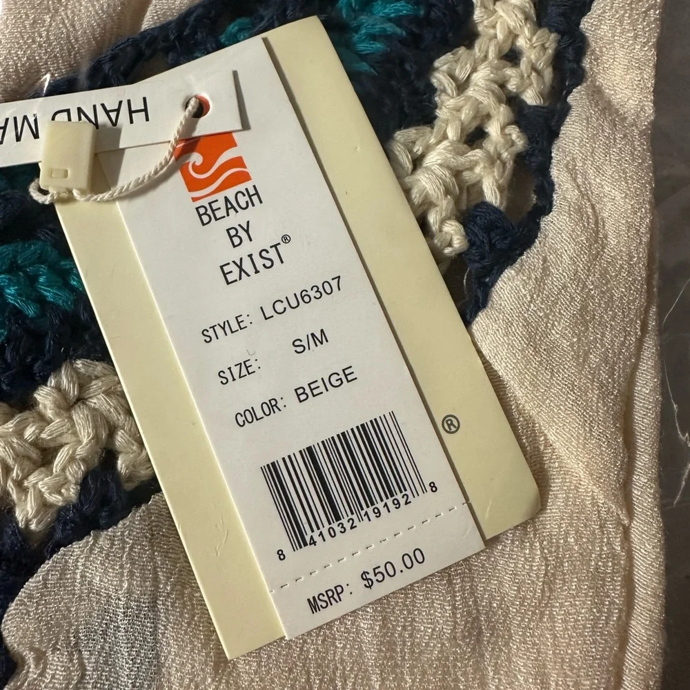 Beach‎ By Exist Crochet Cover-up Boho crochet cover up Beige NEW Bohemian cover